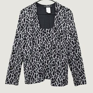 R&M Collection Jacket Womens 18 Black White Animal Print Rhinestone‎ NWT